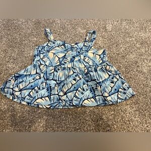 Janie & Jack girls palm leaf blue ponte peplum size 7 tank